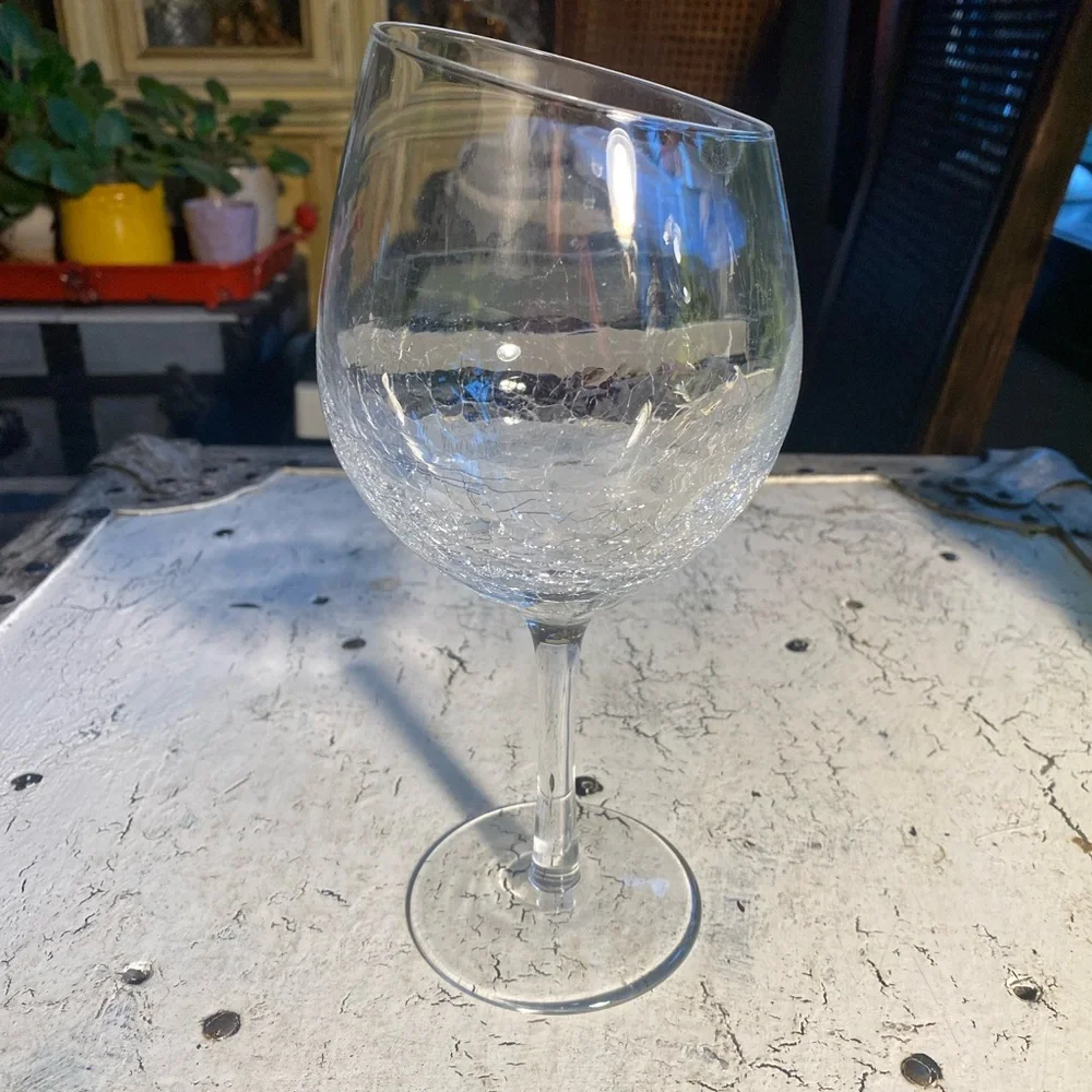 Pier 1 Crackle Angled Red Wine Goblet 18 oz
